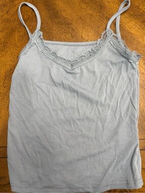 Light Bluish/Grey Lace Trim Camisole Tank Top